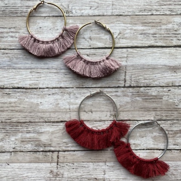 Fringed Hoop Earrings - Picture 1 of 3
